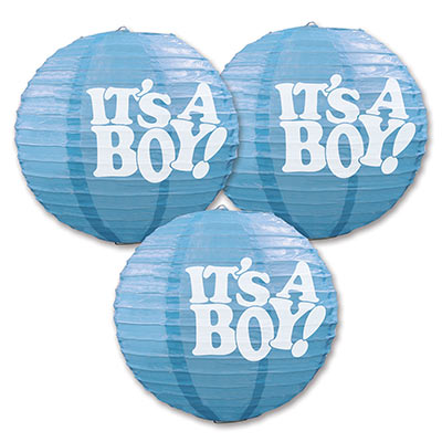 Hanging Blue Its A Boy! Paper Lanterns
