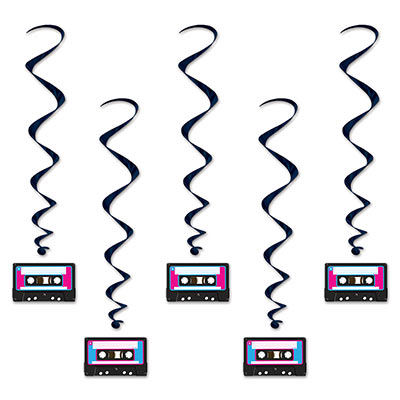 Cassette Tape Whirls (Pack of 30) Cassette Tape Whirls, cassette tape, whirls 80s, 90s, decoration, new years eve, prom, decade, wholesale, inexpensive, bulk