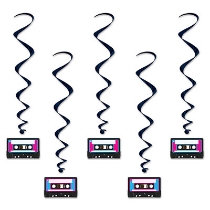 Cassette Tape Whirls (Pack of 30) Cassette Tape Whirls, cassette tape, whirls 80's, 90's, decoration, new year's eve, prom, decade, wholesale, inexpensive, bulk