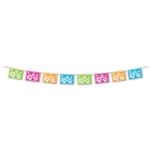 Bright Pink, Blue, Orange and Green  Luau Hibiscus Pennant Banner