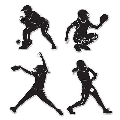 Softball Silhouettes (Pack of 48) Softball Silhouettes, softball, silhouettes, sports, decoration, wholesale, inexpensive, bulk