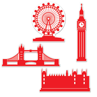 Red London Silhouettes wall decorations