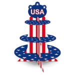 cupcake stand with the USA flag design on it