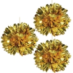 Gold Hanging Metallic Fluff Balls