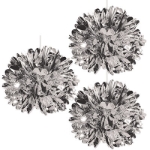 Silver Hanging Metallic Fluff Balls