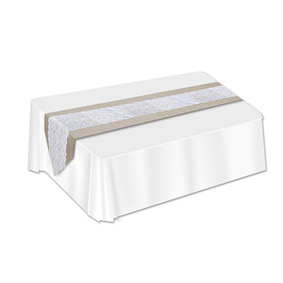 Lace & Burlap Table Runner for a wedding 