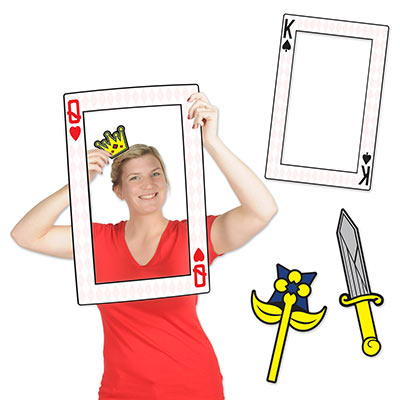 King and Queen rectangle cutout with crown, sword and flower props.