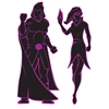 Black male and female Villain Silhouettes with purple accents for design.
