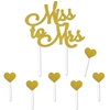 Miss To Mrs Cake Topper with a golden glittered "Miss to Mrs" including six hearts.