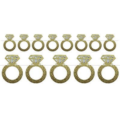 Diamond Rings Streamer with beautiful gold rings attached made of card stock material.