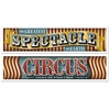 Vintage Circus Banners that reads "The Greatest Spectacle on Earth" and "Circus"