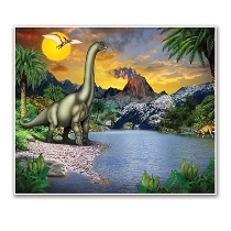 Dinosaur Insta-Mural with dinosaurs and a Mesozoic scenery look.