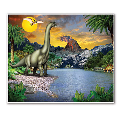 Dinosaur Insta-Mural with dinosaurs and a Mesozoic scenery look.