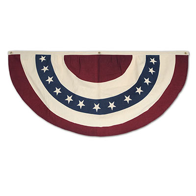 The Americana Fabric Bunting is fabric material that holds a historic patriotic look.