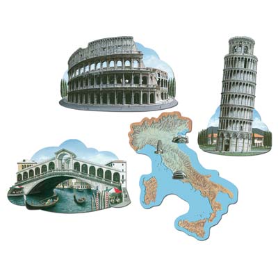 Italian Cutouts of famous landmarks in Italy.