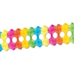 Arcade Garland made of bright colored tissue material.