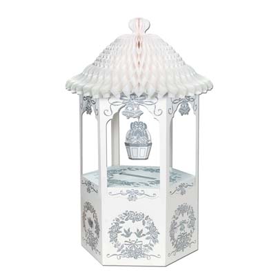 Wishing Well w/Tissue Top made of tissue and card stock material in white with beautiful silver accents.