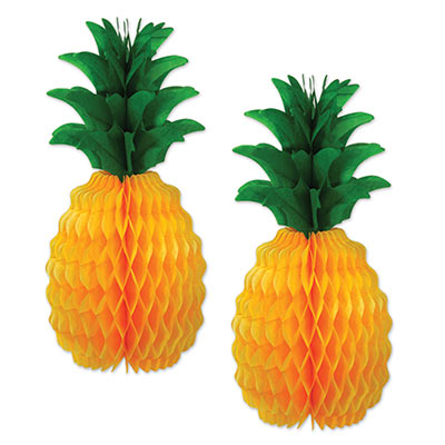Tissue Pineapples made of tissue material for a luau event.