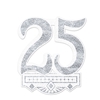 25th Anniversary Crest is white with silver "25" and accents.