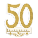 25th Anniversary Crest is white with gold "50" and accents.