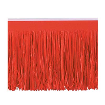 Tissue Fringe Drape made of red tissue material.