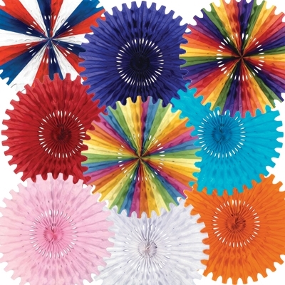 Tissue Fan made of  tissue material with various different color options.