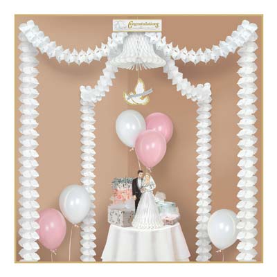 White Streamers Congratulations Party Canopy contains multiple decorations