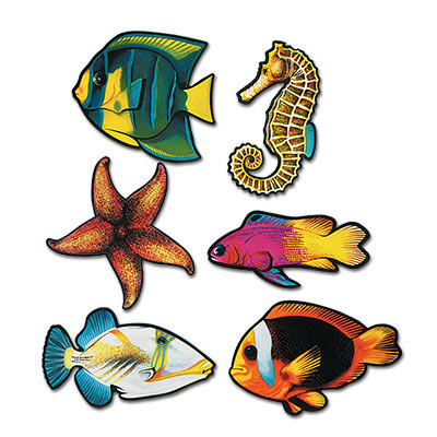 Assorted Fish, starfish, and seahorse Cutout wall decorations 