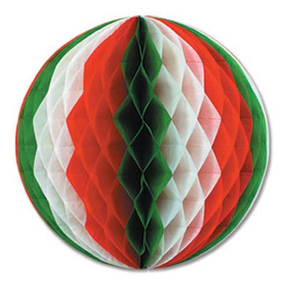 Red, White, & Green Tissue Balls Hanging Decoration