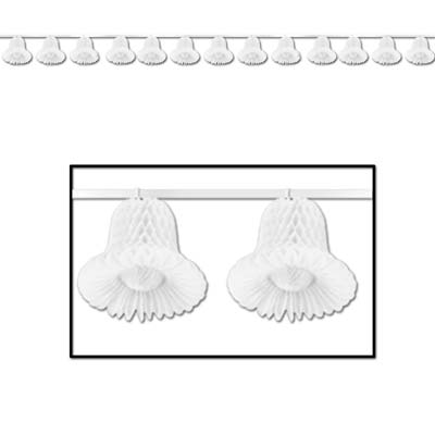 White Tissue Bell Streamer for a Wedding