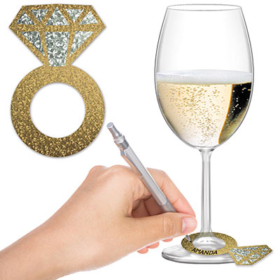 Diamond Ring Wine Glass Markers goes around your wine glass to add your name too for acknowledge of your glass,