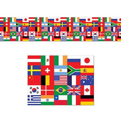Intl Flag Poly Decorating  Material printed with various flags from around the world.