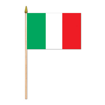 Italian Fabric Flag attached to a wooden stick.