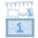 1st Birthday High Chair Decorating Kit of a crown, banner and more for a little boy.