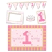 1st Birthday High Chair Decorating Kit of a crown, banner and more for a little girl.