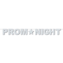 Streamer with wording of "Prom Night" in silver glitter.