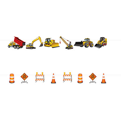 Construction Streamer Set (Pack of 12) Construction Streamer Set, construction, streamer, birthday, decoration, wholesale, inexpensive, bulk