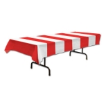 Plastic Red & White Stripes Table Cover