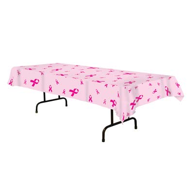Plastic Pink Ribbon Table Cover