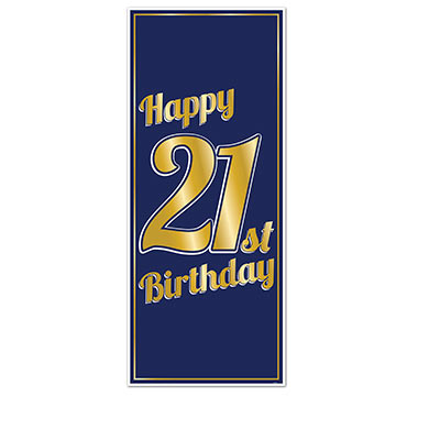 Navy blue with Gold lettering 21st Birthday Door Cover