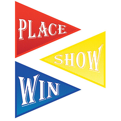 Red, Yellow and Blue Win, Place & Show Cutouts 