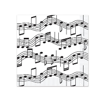 White with Black music note Beverage Napkins