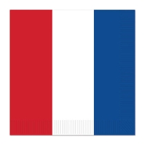 Luncheon napkins with a stripe of red, white and blue.