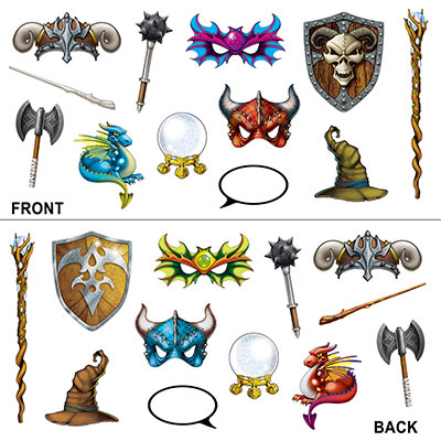 Fun sign cutouts of images for any fantasy party.