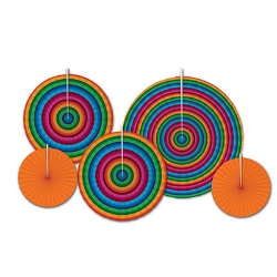 Vibrant colored round accordions made of tissue material.