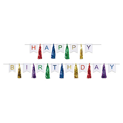 Happy Birthday Tassel Streamer (Pack of 12) Happy Birthday Tassel Streamer, happy birthday, birthday, tassel, streamer, decoration, wholesale, inexpensive, bulk,