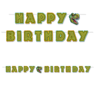 Streamer screaming "Happy Birthday" with a dinosaur look.