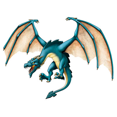Decoration printed to replicate a dragon on jointed material.