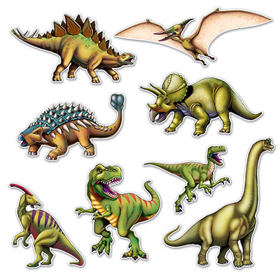 Cutouts of dinosaurs printed in great detail.