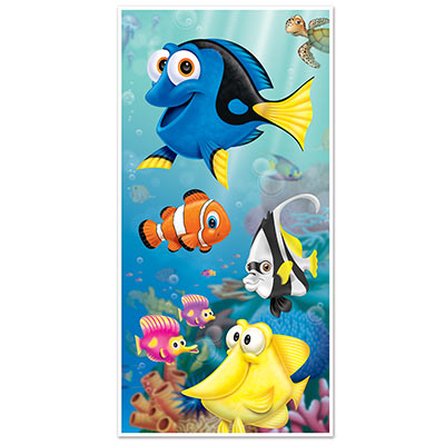 Door cover with an under the sea view of bright colored fish.